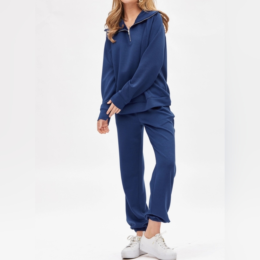 #48884 🚨 SALE 🛑M,L,XL Quarter Zip Pullover+Jogger Modal 2pc Set - Picture 8 of 12